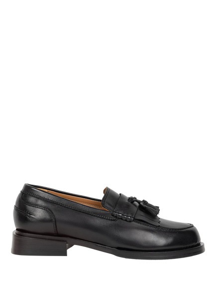 Bobbies Tammy Leather Tassel Fringe Loafers, Passion Black, Passion Black