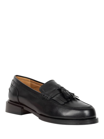 Bobbies Tammy Leather Tassel Fringe Loafers, Passion Black - view 2, Passion Black