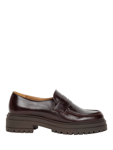 Bobbies Maxime Leather Block Heel Loafers, Irish Coffee, Irish Coffee