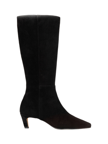 Bobbies Diane Suede Block Heel Knee High Boots, Black