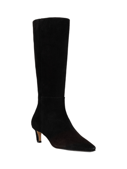 Bobbies Diane Suede Block Heel Knee High Boots - view 2, Black