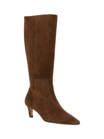 Bobbies Diane Suede Block Heel Knee High Boots - view 2, Rockies Brown