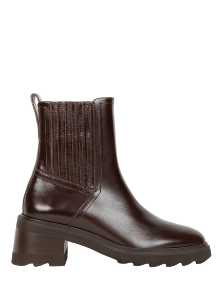 Bobbies Lison Leather Block Heel Chelsea Boots, Mahogany, Mahogany