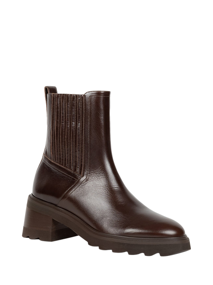 Bobbies Lison Leather Block Heel Chelsea Boots, Mahogany - view 2, Mahogany