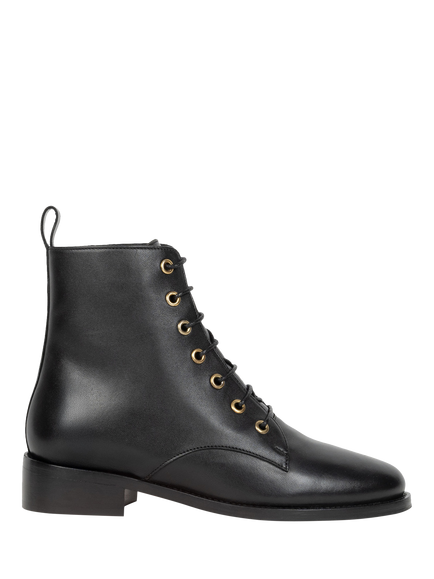 Bobbies Doria Leather Lace Up Ankle Boots, Passion Black, Passion Black