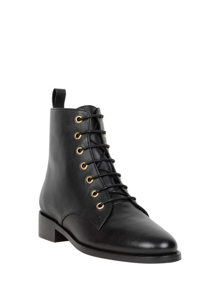 Bobbies Doria Leather Lace Up Ankle Boots, Passion Black - view 2, Passion Black