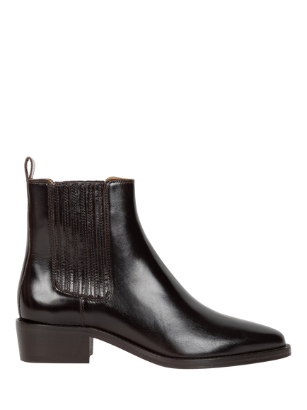 Bobbies Georgia Leather Block Heel Ankle Boots, Espresso
