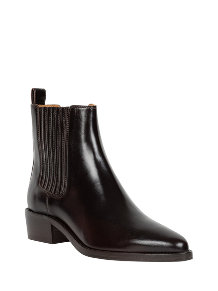 Bobbies Georgia Leather Block Heel Ankle Boots - view 2, Espresso