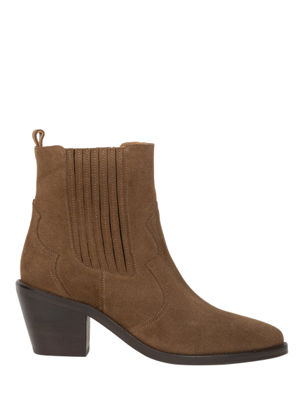 Bobbies Dakota Suede Block Heel Cowboy Boots, Khaki Brown, Khaki Brown