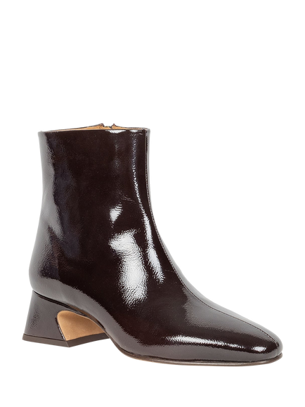 Bobbies Eline Crumpled Patent Leather Block Heel Ankle Boots - view 2, Cheverny
