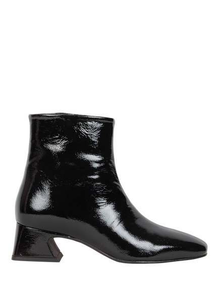 Bobbies Eline Crumpled Patent Leather Block Heel Ankle Boots, Vinyl Black