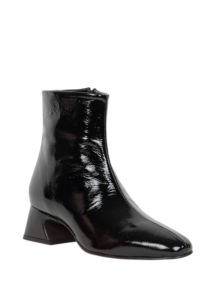 Bobbies Eline Crumpled Patent Leather Block Heel Ankle Boots - view 2, Vinyl Black