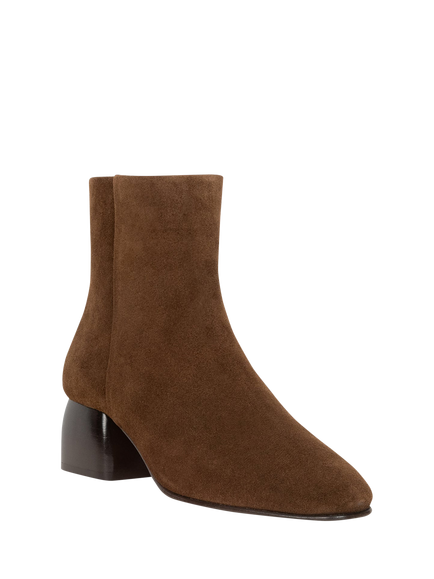 Bobbies Janis Suede Block Heel Ankle Boots, Rockies Brown - view 2, Rockies Brown