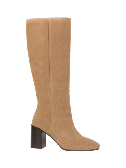 Bobbies Hisaé Suede Block Heel Knee High Boots, Antelope, Antelope