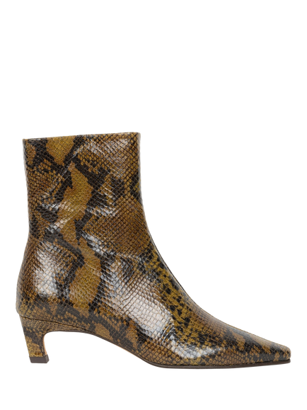Bobbies Lauren Snake Embossed Leather Pointed Toe Ankle Boots, Khaki Mamba, Khaki Mamba
