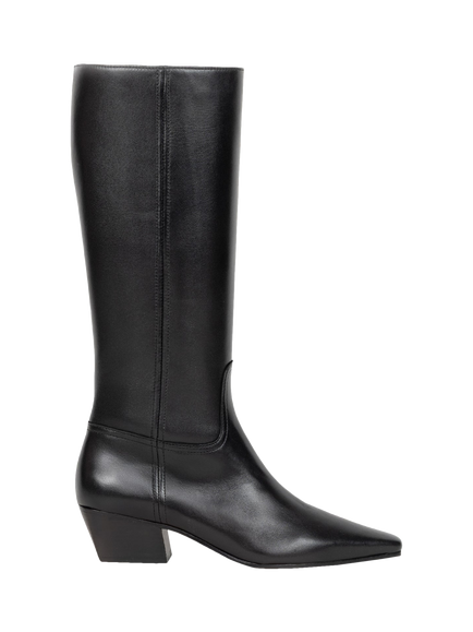 Bobbies Brooke Leather Block Heel Knee High Boots, Passion Black, Passion Black