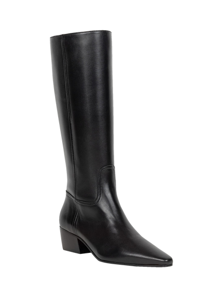 Bobbies Brooke Leather Block Heel Knee High Boots, Passion Black - view 2, Passion Black