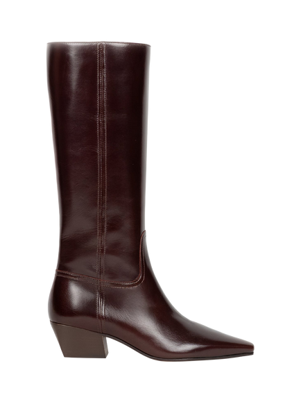 Bobbies Brooke Leather Block Heel Knee High Boots, Irish Coffee, Irish Coffee