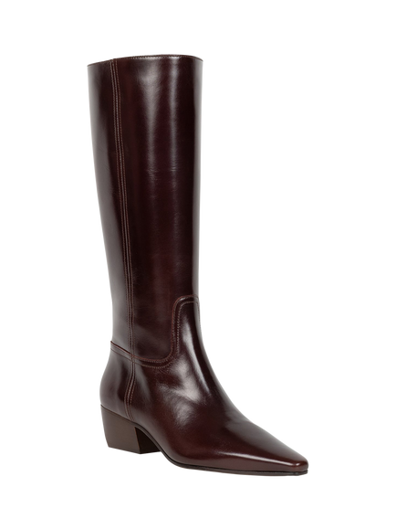 Bobbies Brooke Leather Block Heel Knee High Boots, Irish Coffee - view 2, Irish Coffee