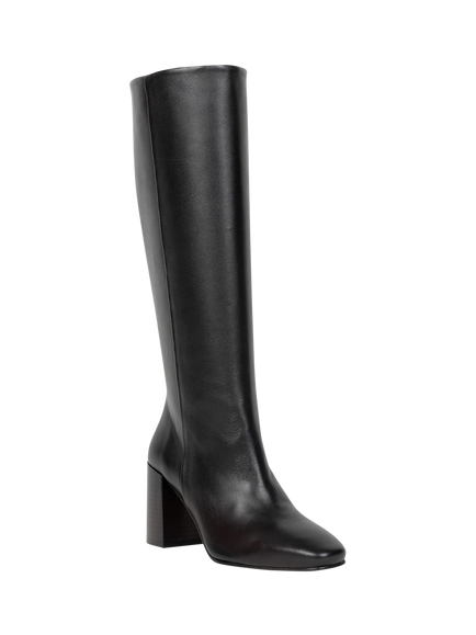 Bobbies Hisaé Leather Block Heel Knee High Boots, Passion Black - view 2, Passion Black