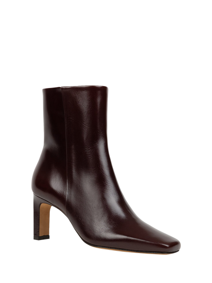Bobbies Amanda Leather Block Heel Ankle Boots, Cabernet - view 2, Cabernet