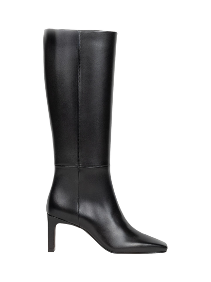 Bobbies Louisa Leather Stiletto Heel Knee High Boots, Passion Black