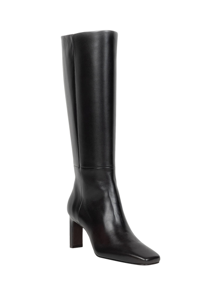 Bobbies Louisa Leather Stiletto Heel Knee High Boots - view 2, Passion Black