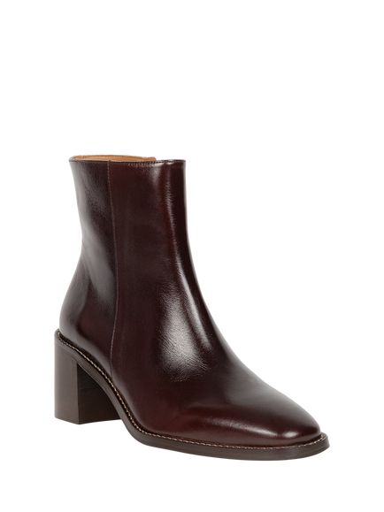 Bobbies Sienna Leather Block Heel Ankle Boots, Irish Coffee - view 2, Irish Coffee