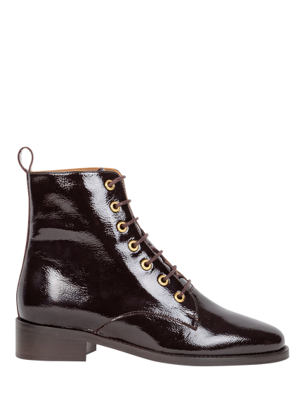 Bobbies Doria Crumpled Patent Leather Lace Up Ankle Boots, Cheverny, Cheverny