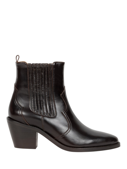 Bobbies Dakota Leather Block Heel Cowboy Boots, Espresso, Espresso