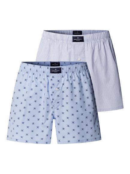 Hackett London Cotton Boxer Shorts, Pack of 2, Summer Blue, Summer Blue