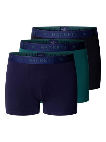 Hackett London Stretch Cotton Logo Waistband Trunks, Pack of 3, Ink Blue, Ink Blue