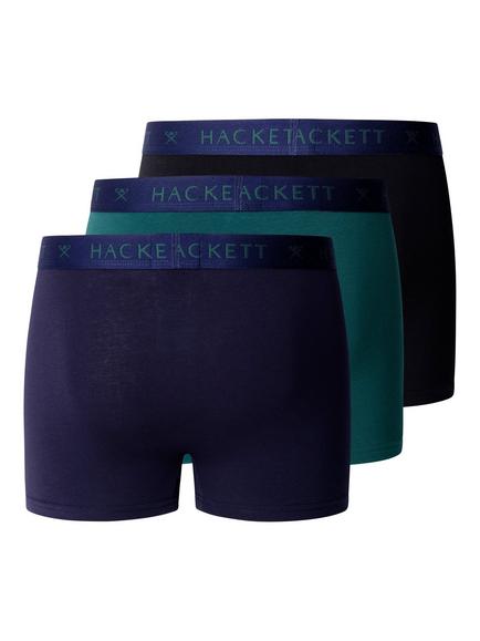 Hackett London Stretch Cotton Logo Waistband Trunks, Pack of 3, Ink Blue - view 2, Ink Blue