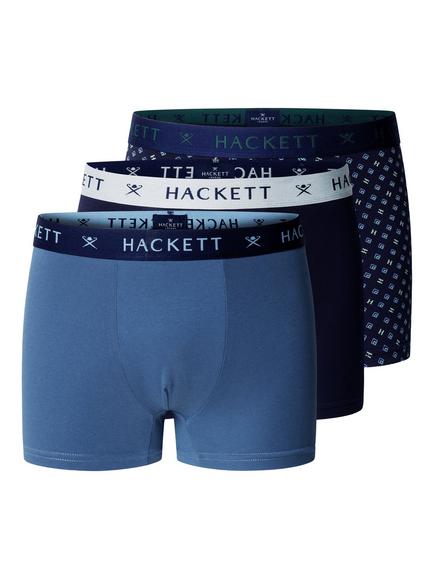 Hackett London Stretch Cotton Logo Waistband Trunks, Pack of 3, Ink Blue, Ink Blue