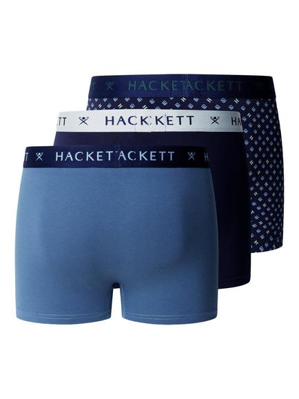 Hackett London Stretch Cotton Logo Waistband Trunks, Pack of 3, Ink Blue - view 2, Ink Blue