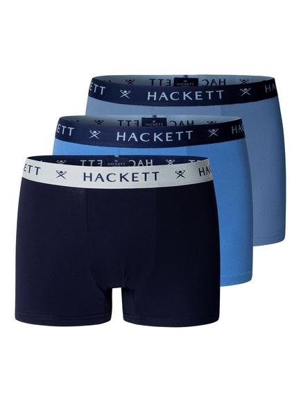 Hackett London Stretch Cotton Logo Waistband Trunks, Pack of 3, Soho Blue, Soho Blue