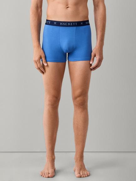 Hackett London Stretch Cotton Logo Waistband Trunks, Pack of 3, Soho Blue - view 2, Soho Blue