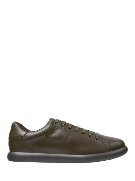 Camper Pelotas Soller Leather Lace Up Trainers, Green, Green