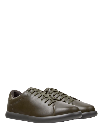 Camper Pelotas Soller Leather Lace Up Trainers, Green - view 2, Green