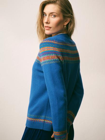 NRBY x EDINA Yasmin Pure Merino Wool Fair Isle Jumper - view 2, Blue