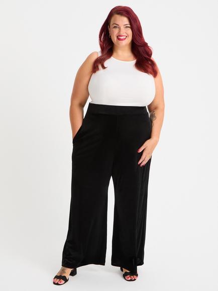 Scarlett & Jo Velvet Wide Leg Lounge Trousers, Black, Black