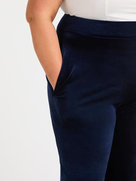 Scarlett & Jo Velvet Wide Leg Lounge Trousers, Navy - view 2, Navy