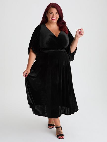Scarlett & Jo Soraya Velvet Velour Dress, Black