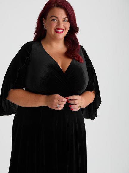 Scarlett & Jo Soraya Velvet Velour Dress - view 2, Black