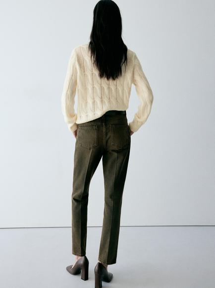 Mango Cable Knit Jumper, Raw - view 2, Raw