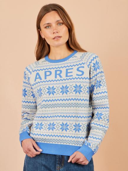 Yumi Après Fair Isle Knit Jumper, Blue, Blue