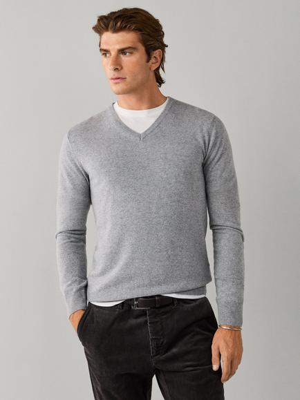 Hackett London V Neck Merino Wool Blend Jumper, Putty Beige