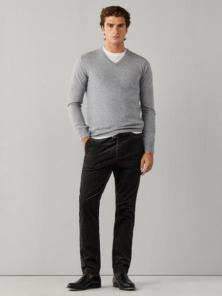 Hackett London V Neck Merino Wool Blend Jumper - view 2, Putty Beige