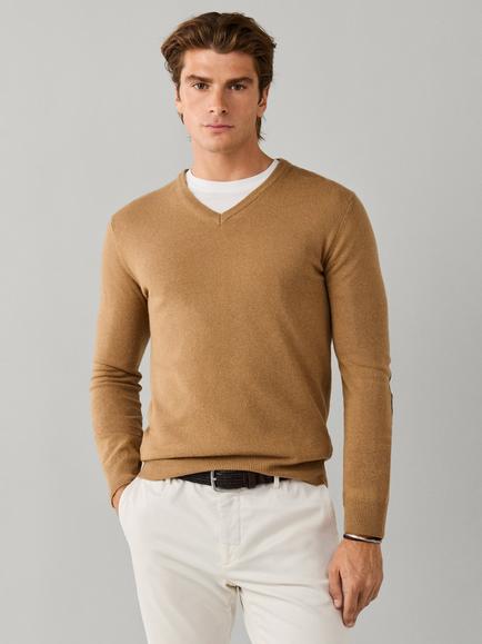 Hackett London V Neck Merino Wool Blend Jumper, Tetley Beige