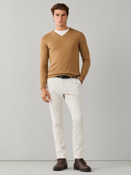 Hackett London V Neck Merino Wool Blend Jumper - view 2, Tetley Beige